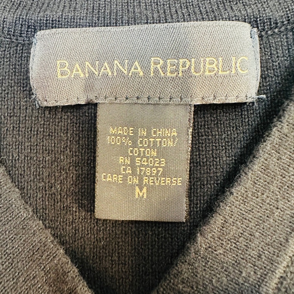 Banana Republic Mens‎ Black V Neck Sleeveless Sweater Vest Cotton Size M classic - Picture 6 of 11